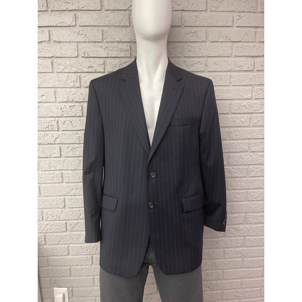 LAUREN Ralph Lauren Men Navy Pin Stripe Wool Blazer / Sport Coat Size 44R
